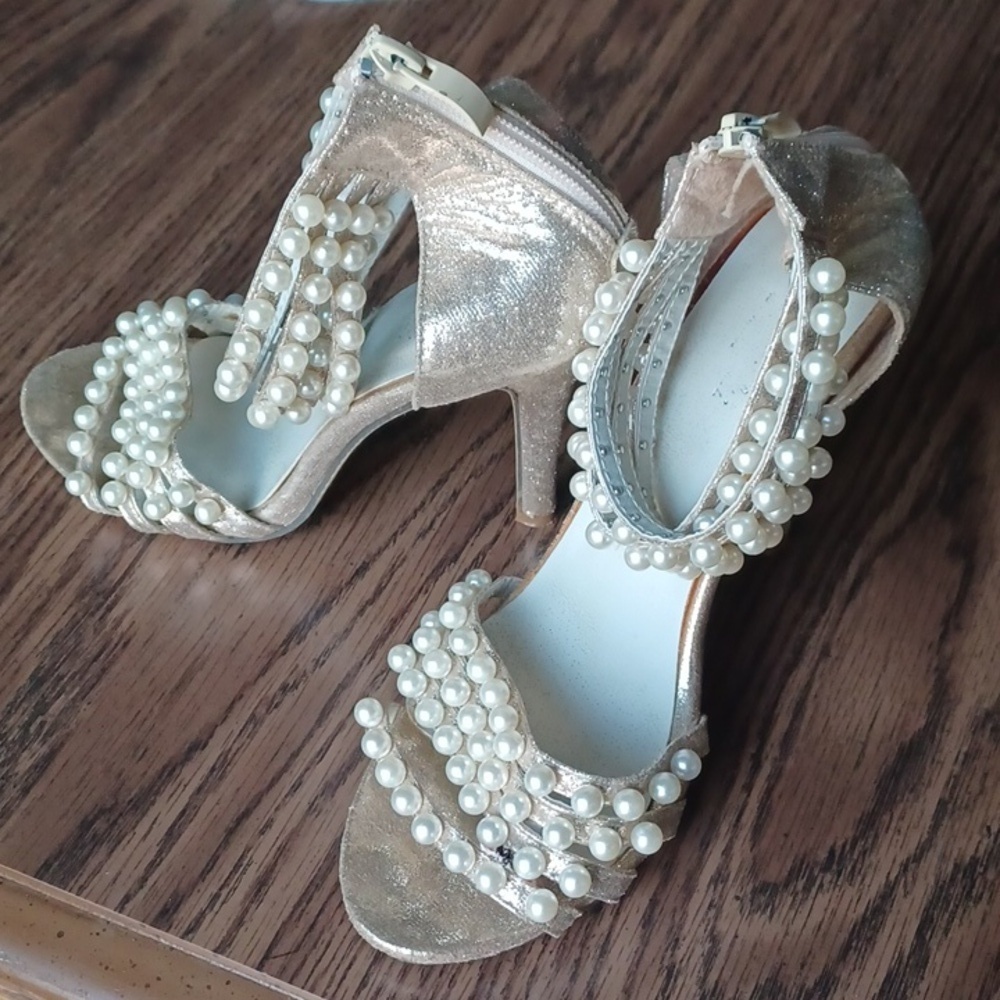 Ma Beicki Ladies Pearl Embellished Wedding Heels, 37, 4" High